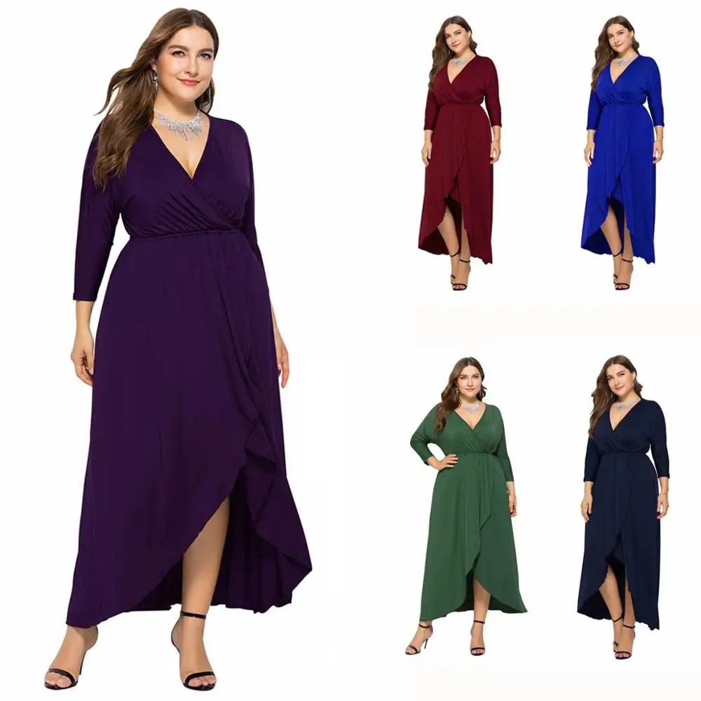 8 цветов вечернее платье размера плюс с глубоким v образным вырезом эластичное