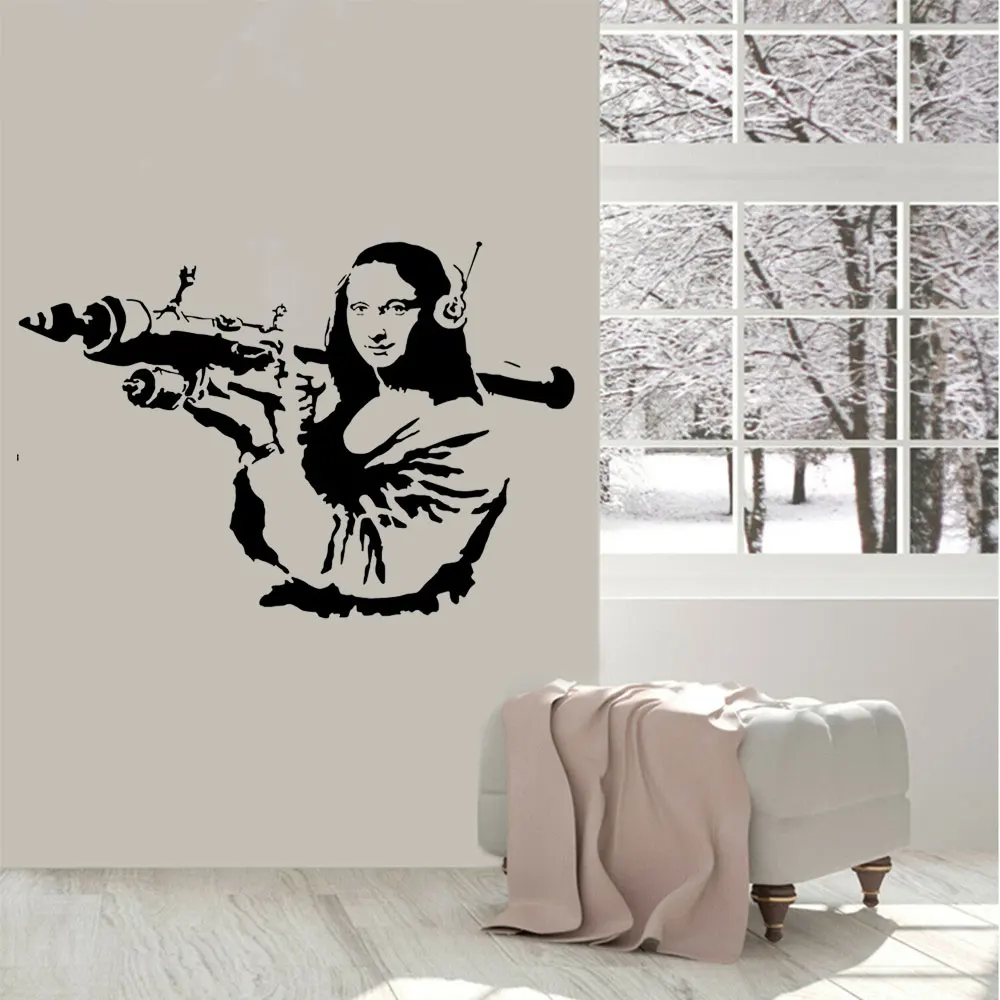 

Женщина с базукой, настенное украшение, трафарет, Декор, виниловый художественный съемный постер, наклейка, волшебный разум, наклейка CX1138