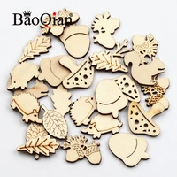 50pcslot natural wooden scrapbook animal and plant shapes painted home decoration crafts diy wood chips 25 30mm