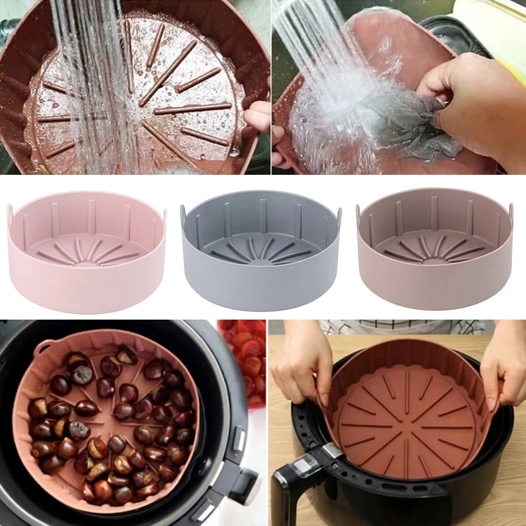 

AirFryer Silicone Pot Multifunctional Air Fryers Accessories Bread Fried Chicken Pizza Basket Baking Tray Non Stick Baking Bake