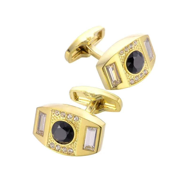 

High-end Men's Cufflinks Business Banquet Birthday Party Daily Clothing Accessories Gifts Black Crystal French Shirts Cuff Links