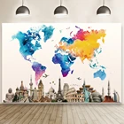 Фон для фотосъемки с изображением мира путешествий приключений карты Страны достопримечательности детский день рождения фон для фотосъемки студийные обои баннер
