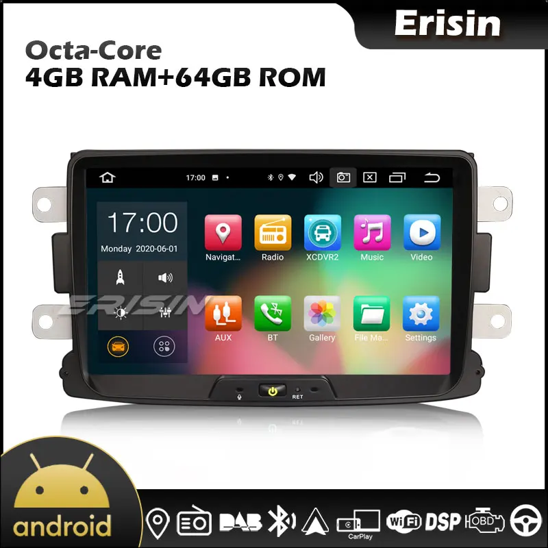 Erisin EU Stock 8129 8 &quotAndroid 10 0 CarPlay &amp Auto 4G DAB DSP автомобильное радио для Renault Dacia Duster Logan Sandero