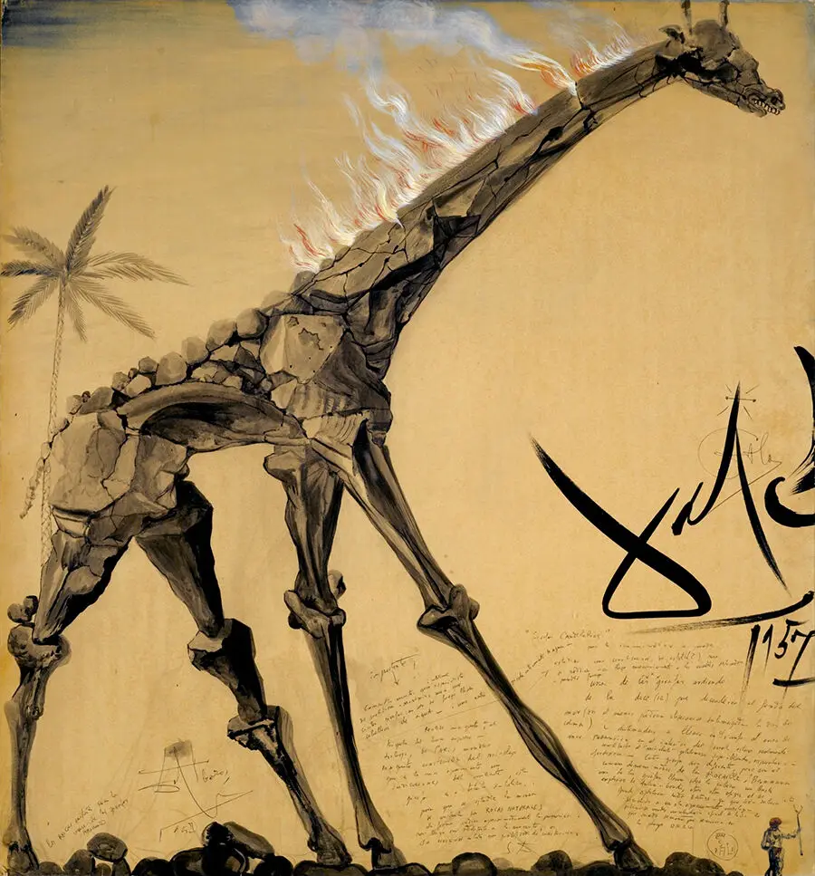 

Salvador Dali Giraffe candelabrum of painting silk art Prints Wall Art For Living Room Bedroom Decor