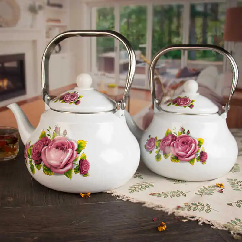 

Enamel Teapot Health Gas Induction Cooker Kettle Gas Home Hot Kettle Large Capacity Jug Enamel Pot Water Carafe Camping Tea
