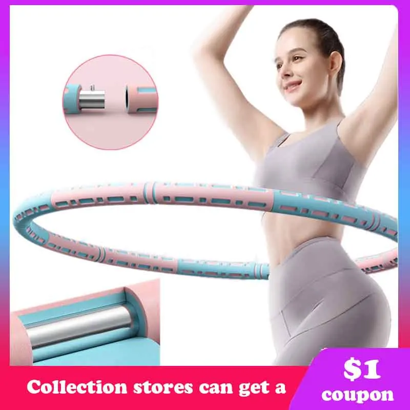 

6 Parts Detachable Stainless Steel Sport Hoop Women Aro Fitness Training Gym At Home Massage Waist Ring Weights Loss Yoga Circle