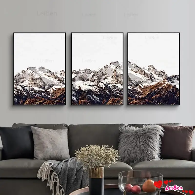 

Snow Mountain Natural Scenery Poster Landscape Canvas Painting Wall Art Pictures for Living Room Home Interior Cuadros Decor