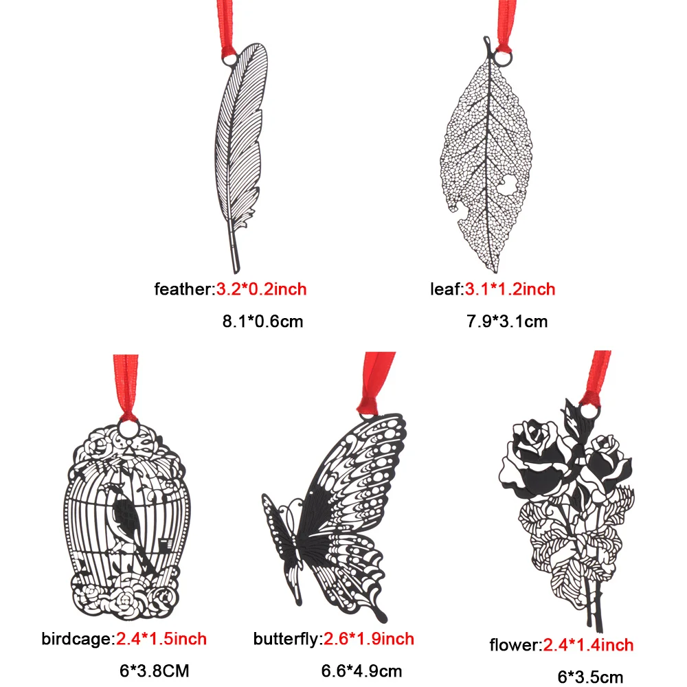 Красивая полая металлическая Закладка с красным ремешком канцелярские