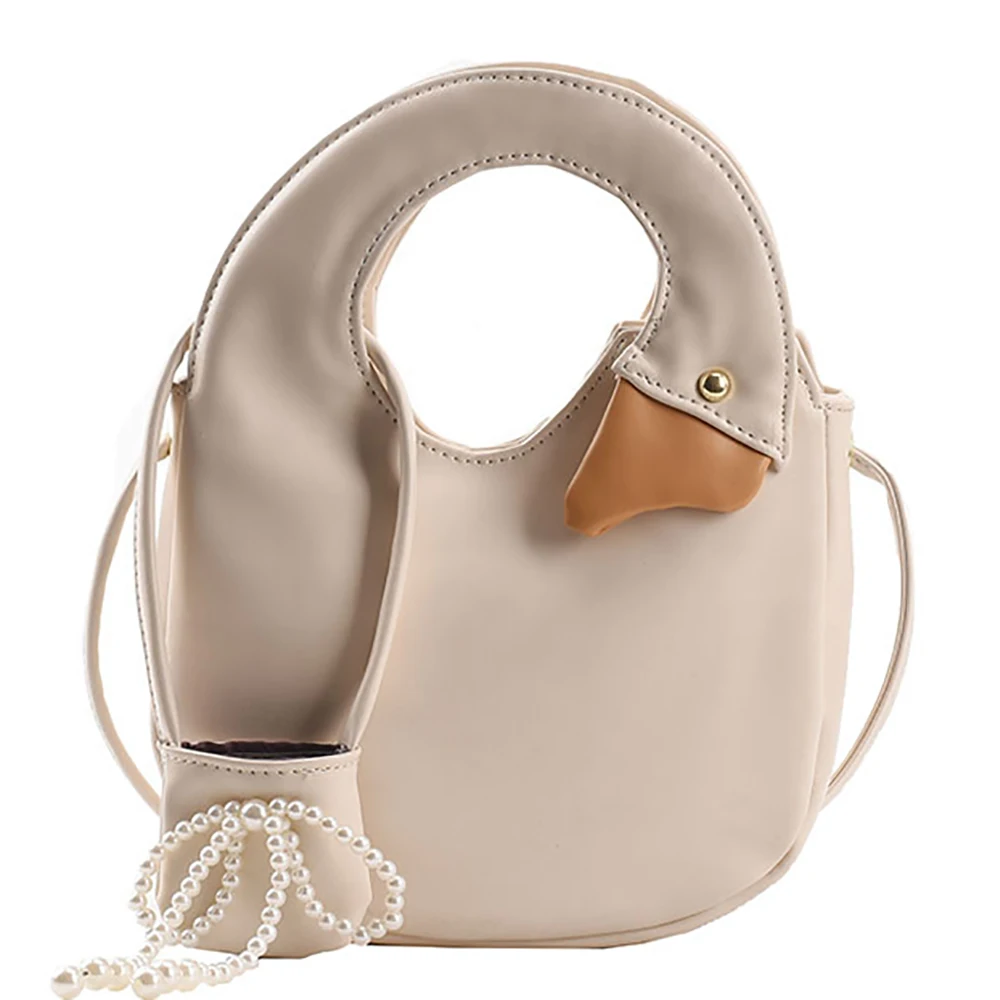 

Большие белые гусиные сумочки для женщин, женские роскошные сумки-шопперы на плечо, дамская сумка-мессенджер с украшением в виде жемчуга и б...