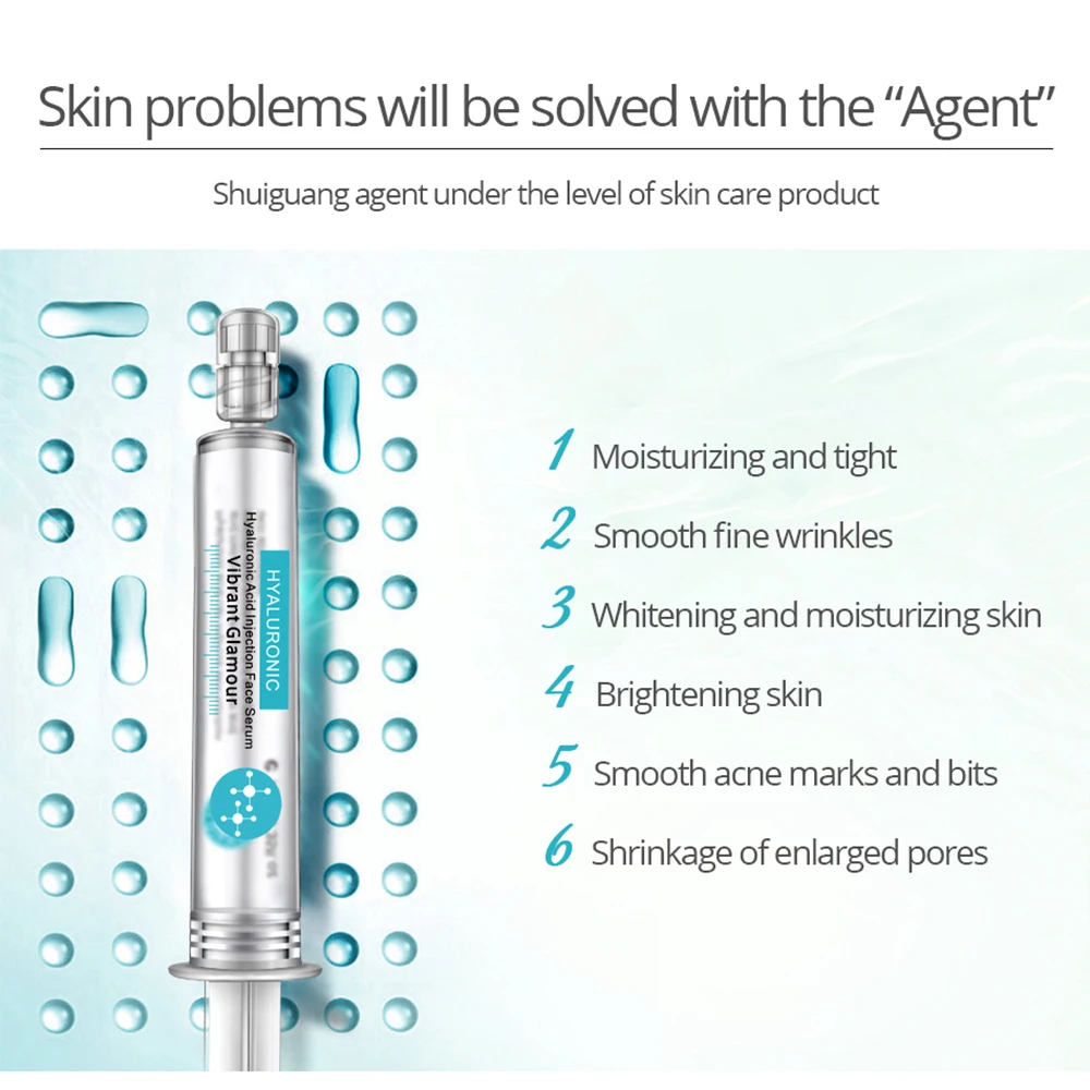 

VIBRANT GLAMOUR Hyaluronic Acid Face Serum Shrink Pores Nourish Moisturize Anti-Wrinkle Aging Firm Whitening For Dry Skin Care