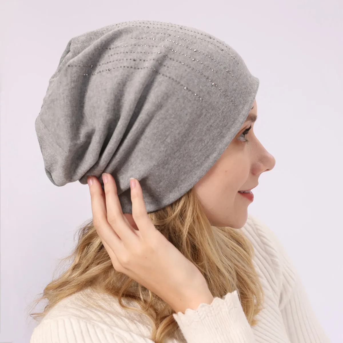 Стразы beanies turban головные уборы для женщин эластичные мягкие хлопковые шапки бини шапки Женская мода шапки сплошной цвет весна-осень шляпа
