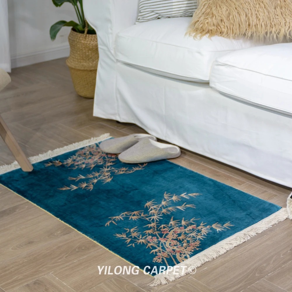 YILONG 2 'x 3' Синий Классический Ориент ручные узелковые ковры бамбуковые
