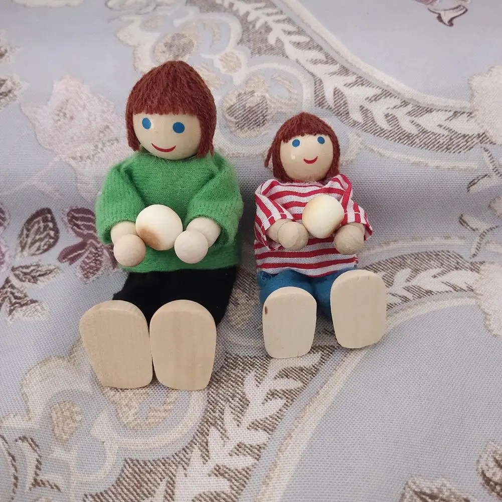 Набор маленьких деревянных игрушек счастливый Кукольный дом Семейные Куклы