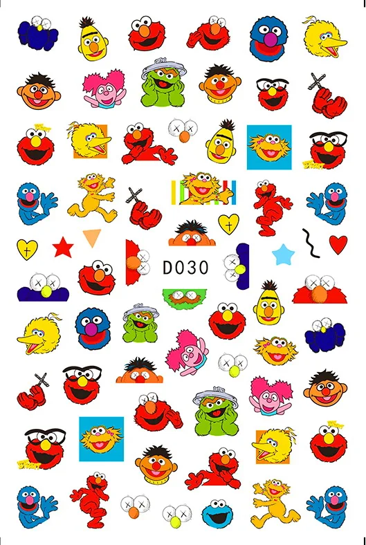 D030 3D наклейки для ногтей, маникюр, японский мультфильм, наклейки для украшения собак, задний клей, Покемон, дизайн, наклейка на ногти, наклейка s, кошка, мышь - Цвет: D030