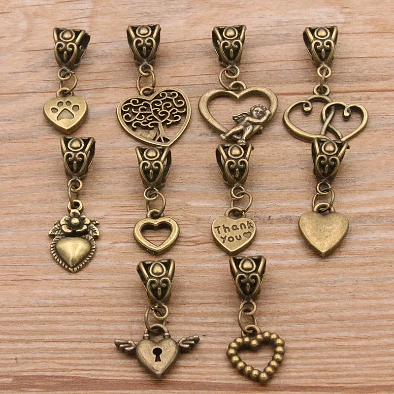 Смешанные 10 шт. 4 стиля 2 цвета подвеска в форме сердца застежка-лобстер Подвески