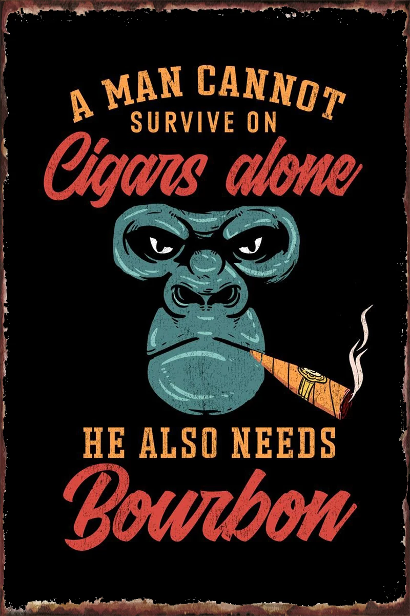 

Рубашка Gorilla для сигар, украшение для комнаты Бо, Ретро винтажный металлический знак, оловянные таблички, Настенный декор для клуба, мужской ...