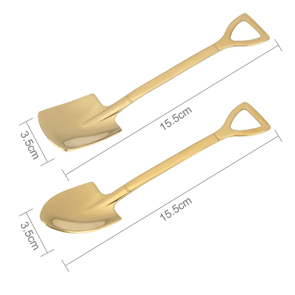 

Shovel Shape Spoon Creative Tableware Stainless Steel Ice-Cream Spoon Retro Cute Square Pointed Spoon Kitchen Accessories
