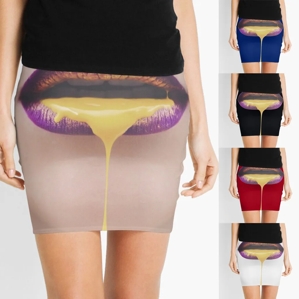 

skirts womens 2021korean style skirt Fashion Women High Waist Skinny Slim Casual Ladies 3D Printing Mini Fit Skirts casual
