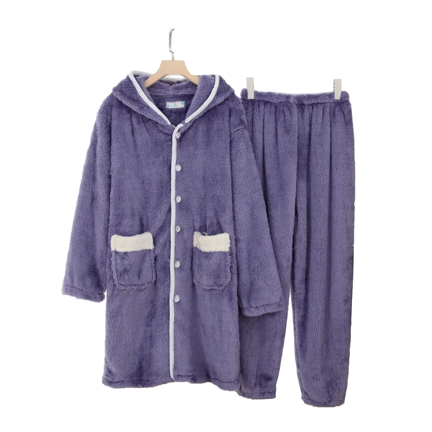 

Зимний женский пижамный комплект, флисовая ночная рубашка, домашняя одежда, комплект из 2 предметов, фланелевые хлопковые халаты для женщин