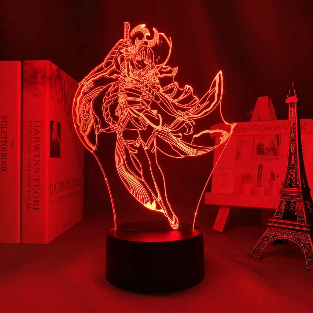 Led Lamp Genshin Impact Raiden Shogun for Kid Bedroom Decoration Birthday Gift Baal Night Light Game | Лампы и освещение