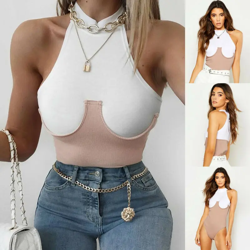 Модный сексуальный женский комбинезон Облегающий Лоскутные Топы блузка без