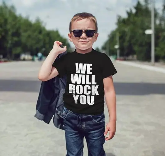 Детская футболка с принтом We Will Rock You для мальчиков и девочек одежда малышей