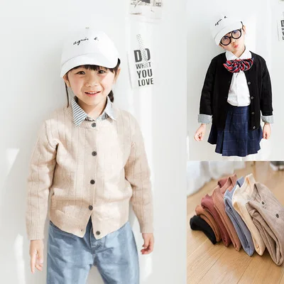 Свитера для больших мальчиков детский Хлопковый вязаный кардиган свитер Детская