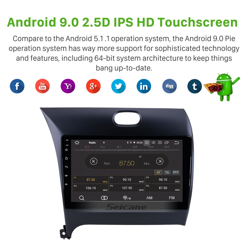 Автомобильный мультимедийный плеер Seicane Android 10 0 9 дюймов GPS радио для 2013 2014 2015 2016 Kia