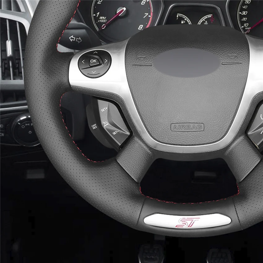 MEWANT черная искусственная кожа Мужская прошитая вручную чехол рулевого колеса