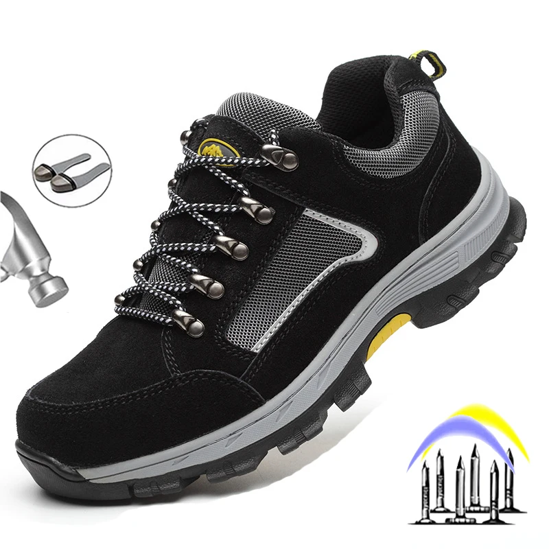 

Men Indestructible Shoes Safety Shoes with Steel Toe Cap Anti-smash Work Boots Non-slip Lightweight Breathable Outdoor Sneakers