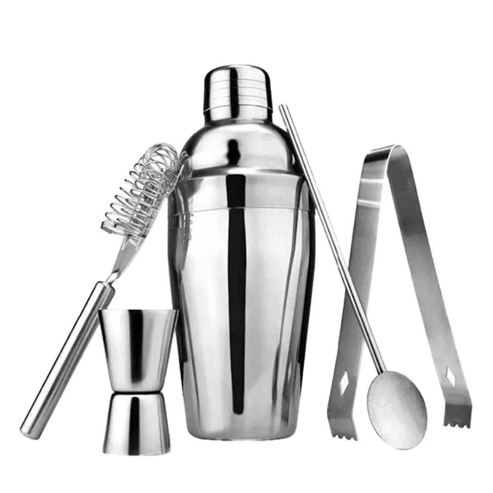

5 Pcs 1 Wear-resistant Cocktail Shaker Set Set Stainless Steel Strainer (Silver)