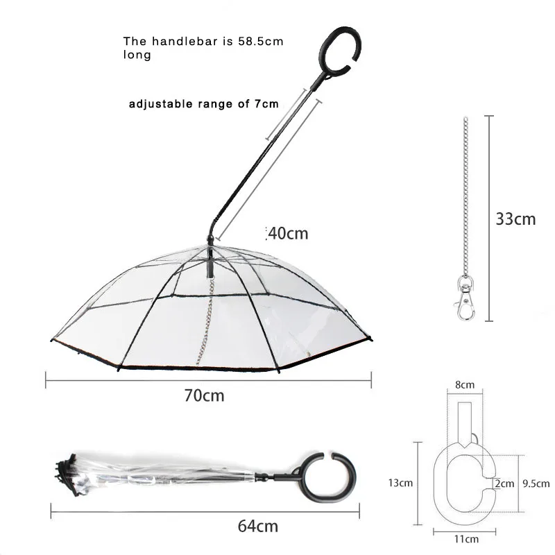 Телескопическая ручка для домашних животных Зонт от дождя Шестерни с поводок