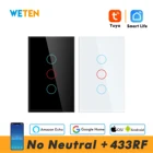 Умная Wi-Fi настенный светильник Переключатель No нейтральный провод на возраст 1, 2, 3, Tuya Smart Life App, 433 RF 220V 110 в США, Поддержка Alexa Google Home