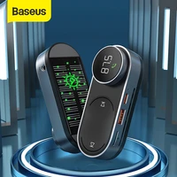 baseus solar car fm transmitter modulator bluetooth 5 0 wireless mp3 player usb car charger aux handsfree car kit