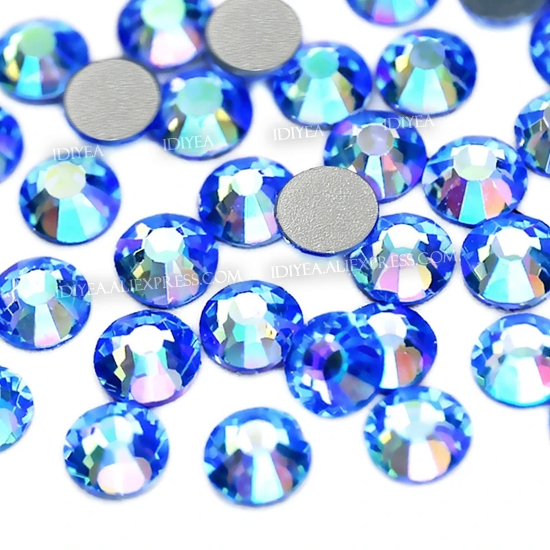 Lt. Sapphire AB SS3 SS4 SS5 SS6 SS10 SS20 SS30 для дизайна ногтей Стразы с плоской задней поверхностью Стразы DIY без горячей фиксации СТРАЗА под камень