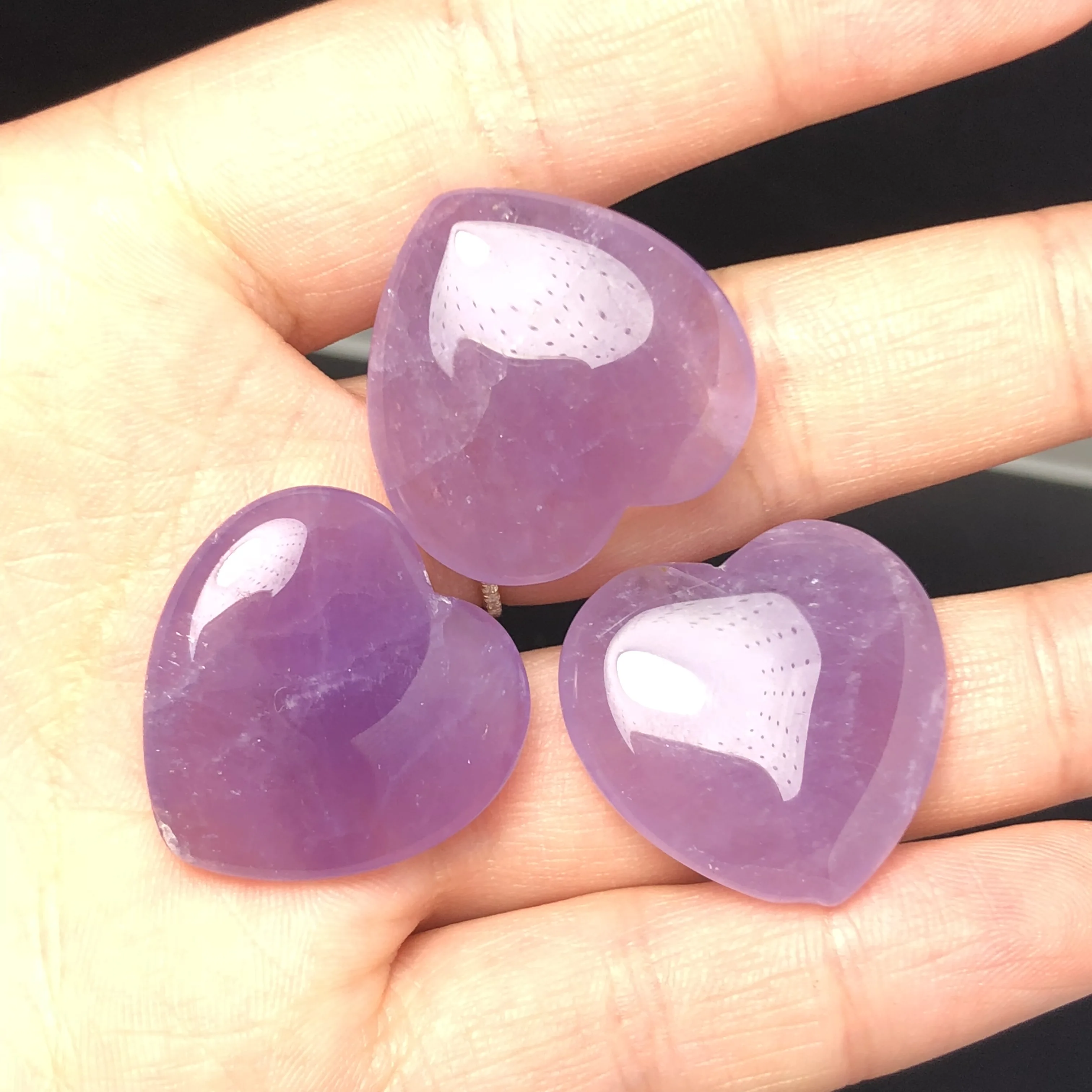 3 шт. натуральный аметист в форме сердца массаж кварцевый кристалл и минерал