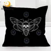 BlessLiving Moth Cushion Cover Skull Pillow Case Spot Decorative Throw Pillow Cover Black White Home Decor Gothic Kussenhoes 1pc 1