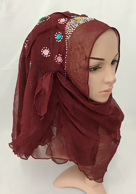 Мусульманский Хиджаб ручной работы удобный шарф с бисером 3 стиля|muslim instant hijab|hijab