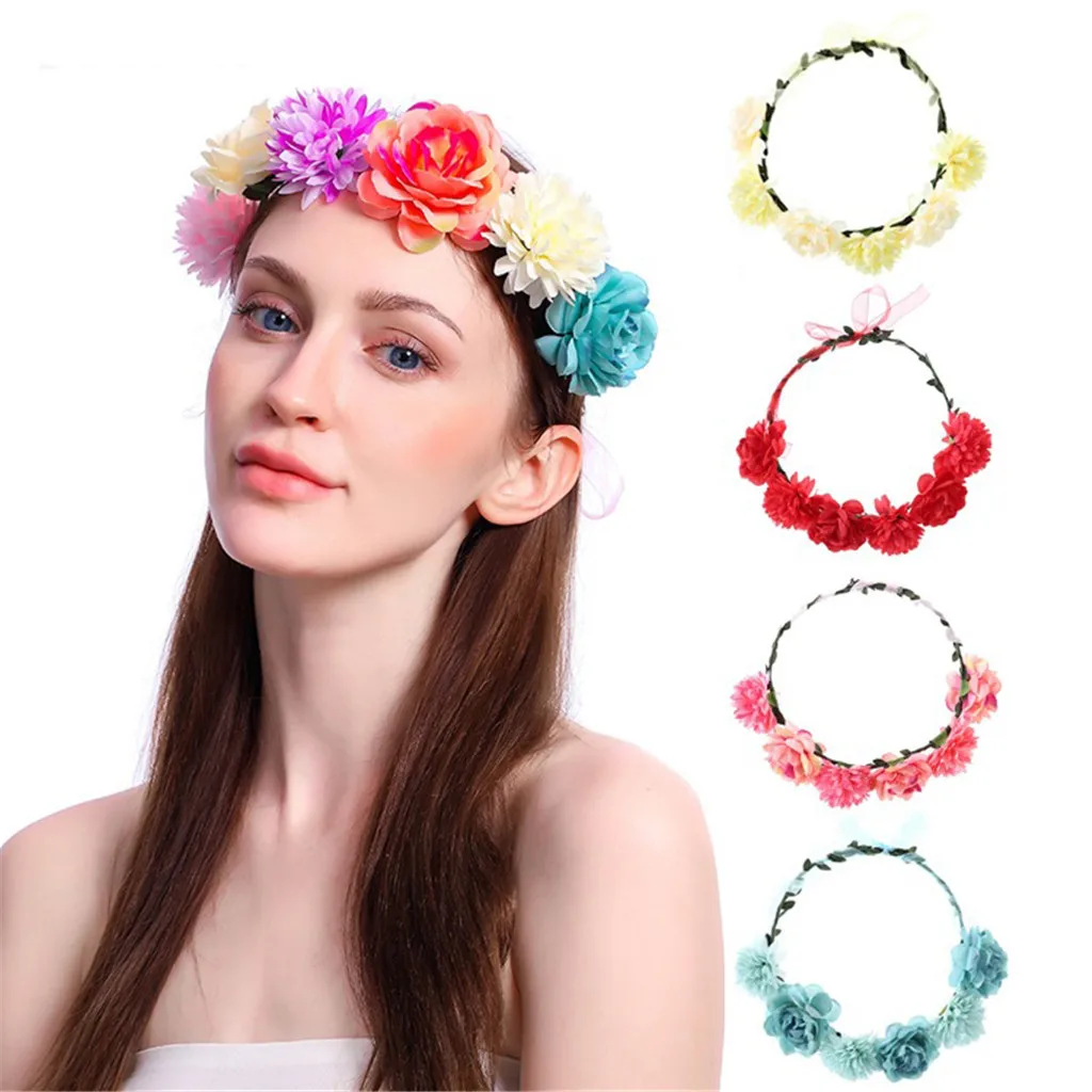 Повязка на голову женская с гирляндой из цветов| |