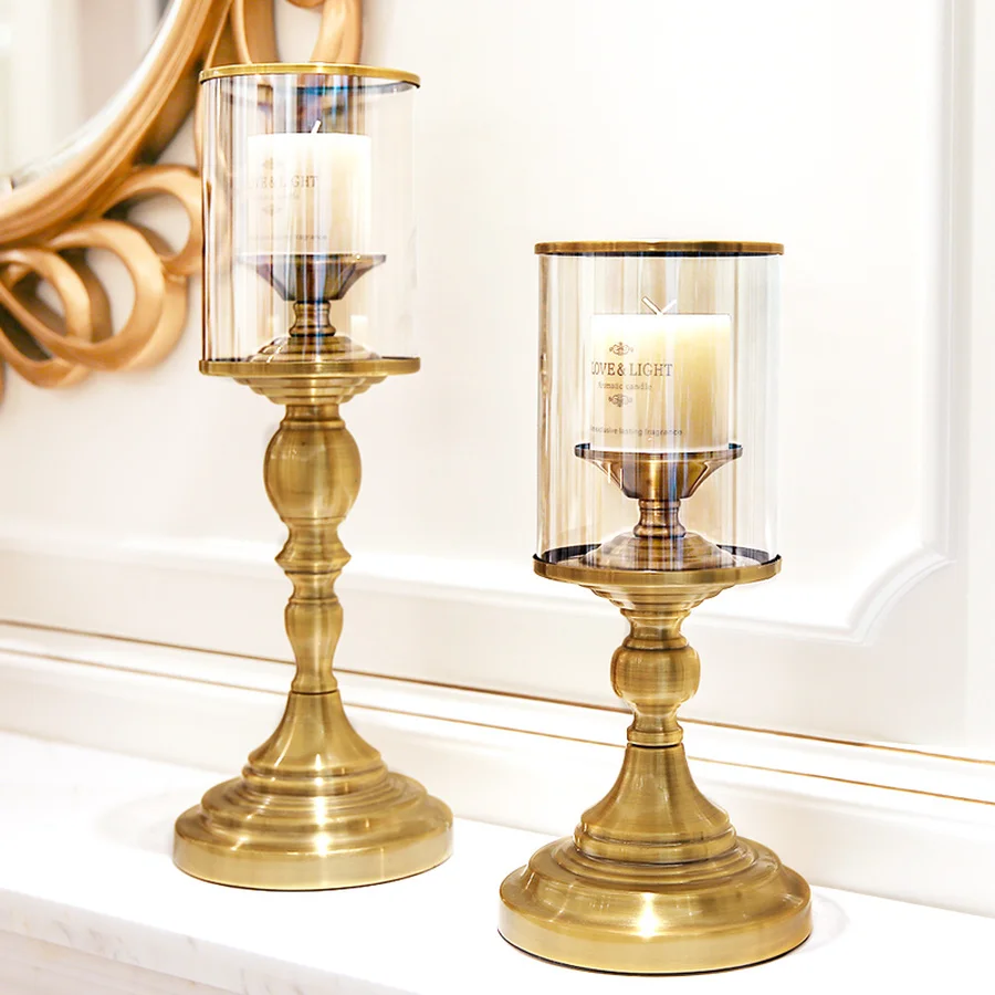 В европейском стиле ретро Металлический Подсвечник рождественский Золотой