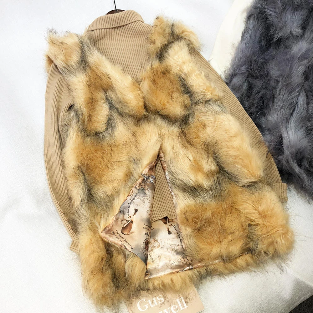 Женская Высококачественная теплая жилетка без рукавов из искусственного меха