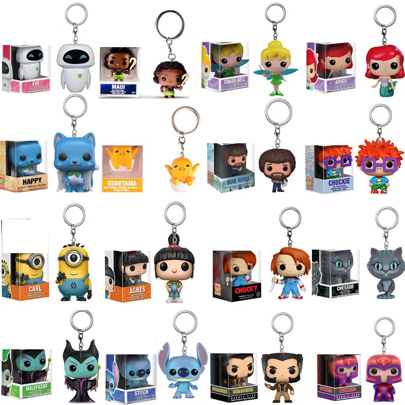 Мультяшные игрушки Funko DISNEY Малефисента кошка Ститч брелок для ключей Чаки ПВХ
