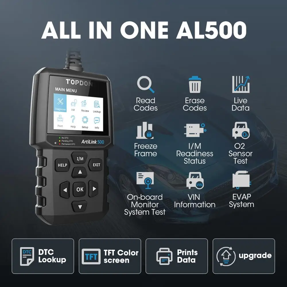 TOPDON новейший сканер AL500 OBD 2 кода двигателя диагностический инструмент для
