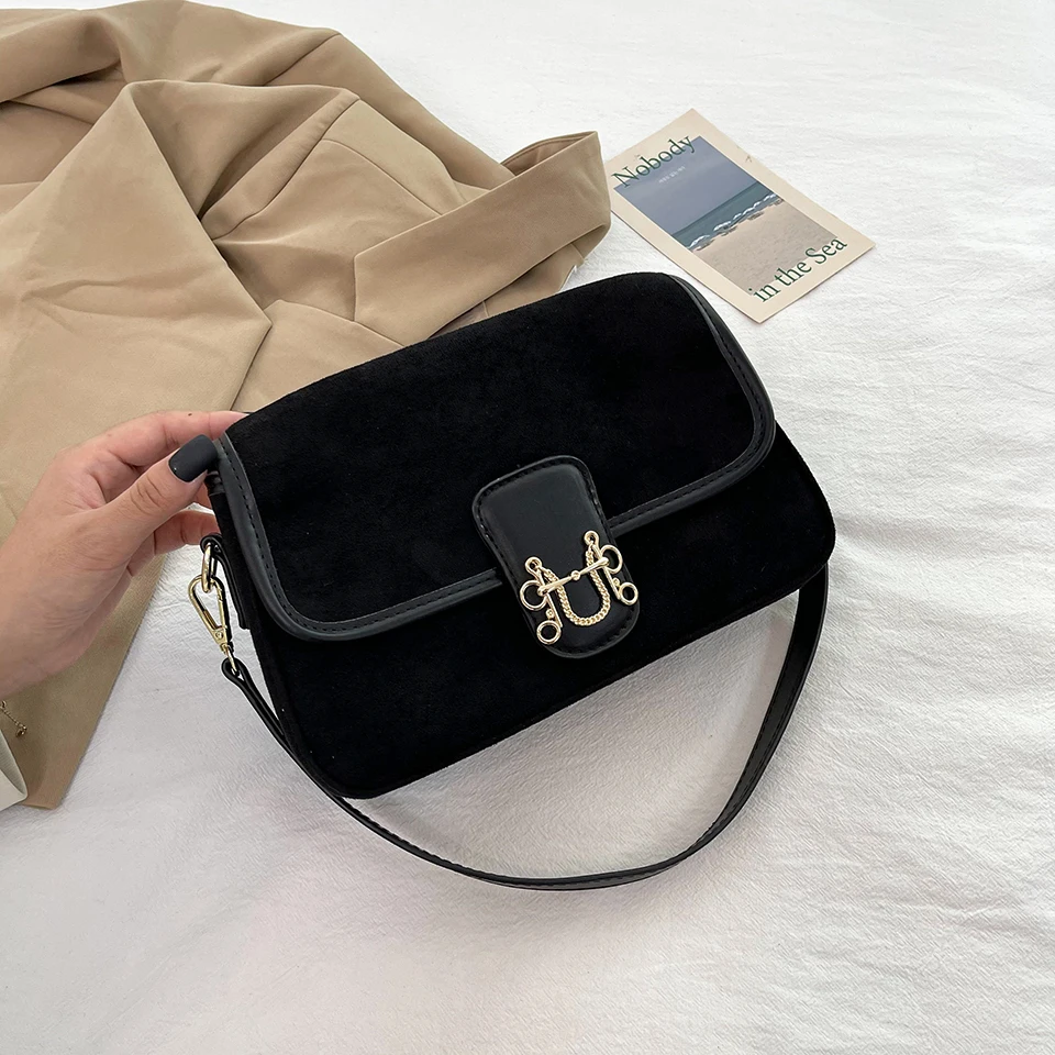 

Винтажная Повседневная однотонная женская сумка через плечо, дизайнерская плотная трендовая Осенняя сумка 2021, классическая сумка-мессендж...