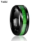VAKKI свадебные украшения классические гальванические винтажные мужские кольца инкрустированные кленовым черным вольфрамовым стальным кольцом с зеленой линией