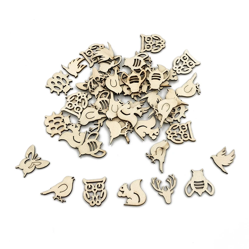 50 шт. деревянные ломтики с цветочным узором | Дом и сад