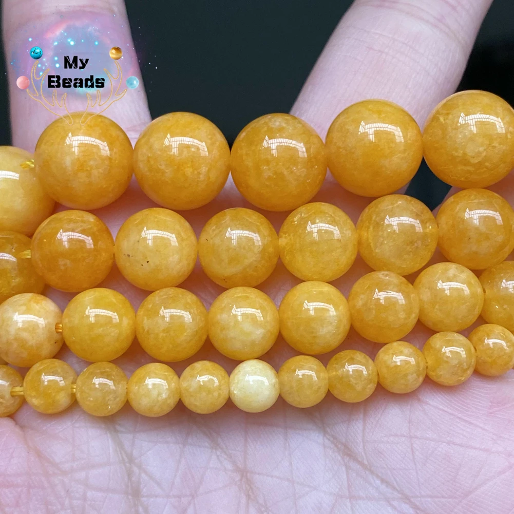 

Natural Yellow Jade Stone Beads For Jewelry Making Findings Diy Necklace Bracelet Charm 6 8 10 12mm 15” Round Loose Spacer Beads