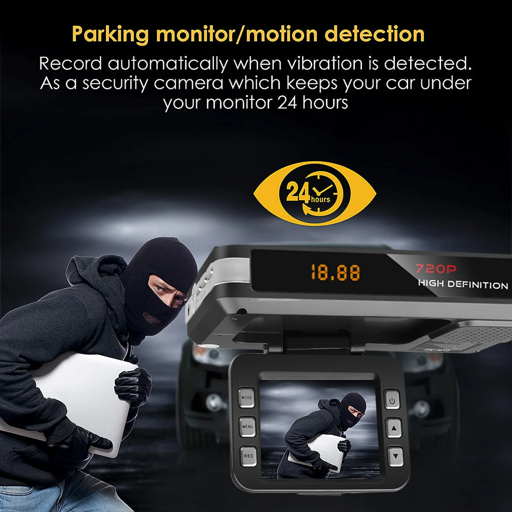 Car Radar DVR Anti Detector Driving Recorder Video Camera Flow Detecting Dash Cam 9V~24V with sucker charger | Автомобили и