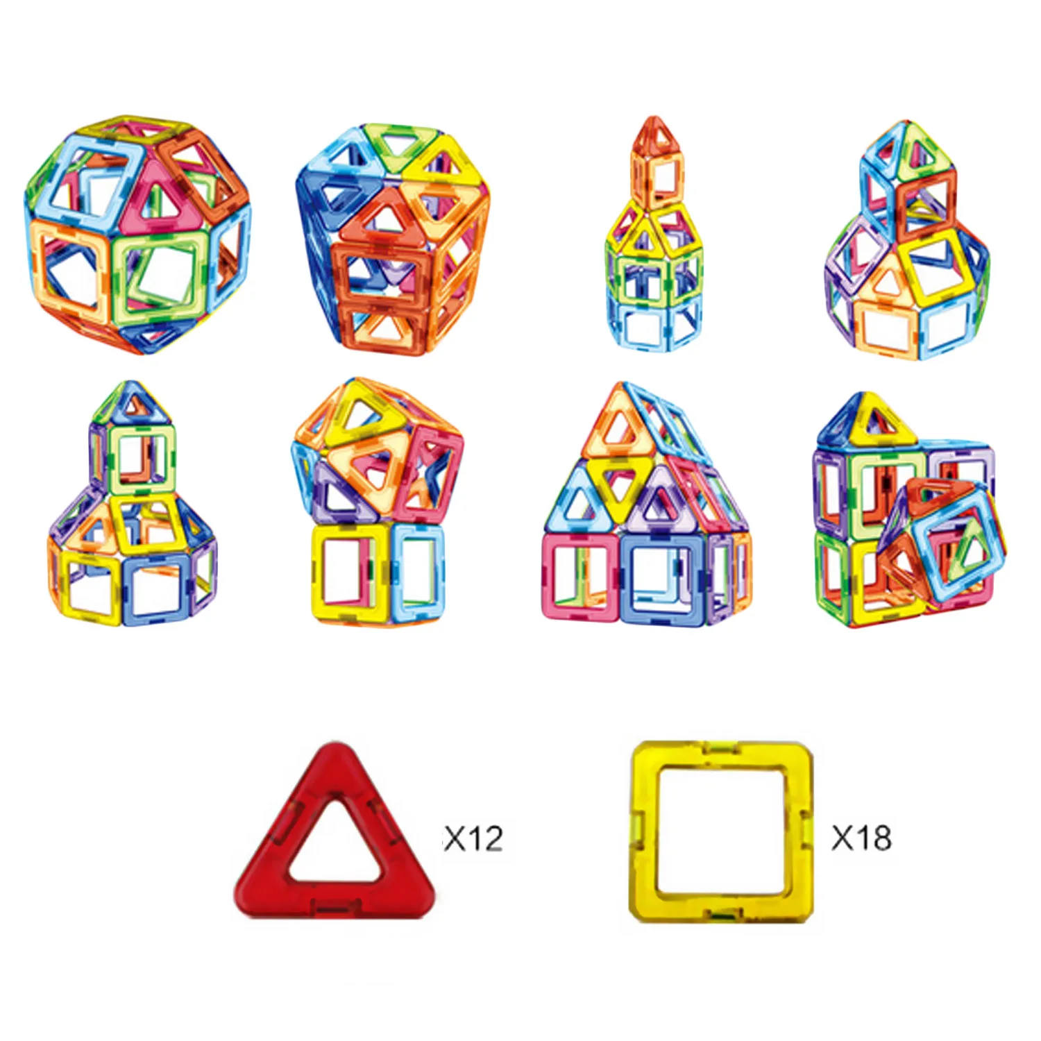30PCS Kids 3D DIY Triangle Square Magnetic Building Blocks Magnet Stack Brick Block Construction Model Toy | Игрушки и хобби