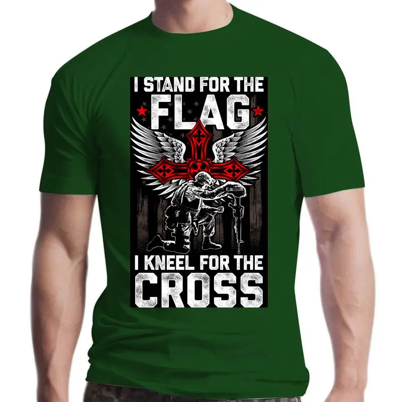 

Футболка мужская, с надписью I Stand for the Flag, с надписью «Я встаю на колени для Креста», патриотическая, военная, 2021